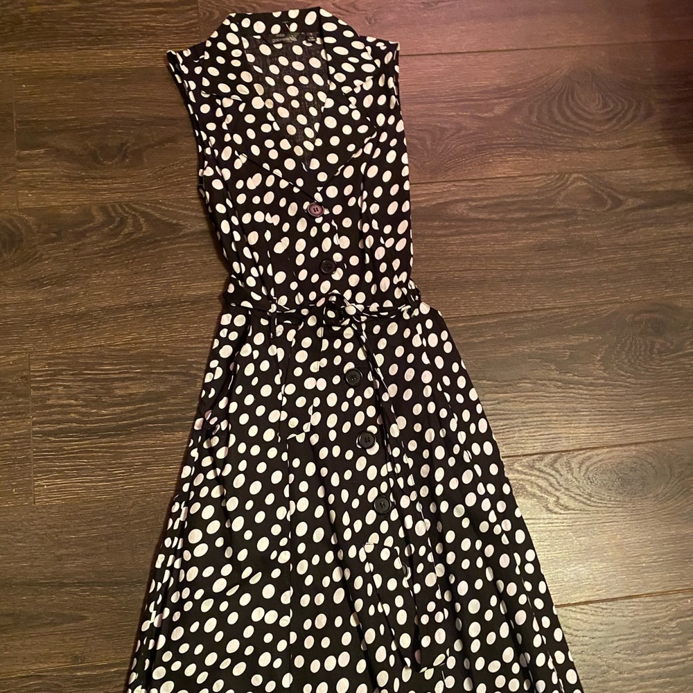 Black and white polka dot midi dress